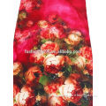 Bright Red Floral Print Womens digital silk scarf printing